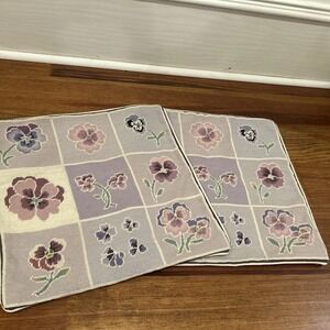 Victorian Floral squares Needlepoint Cottage Pillow Covers 18x18" Wool Euro